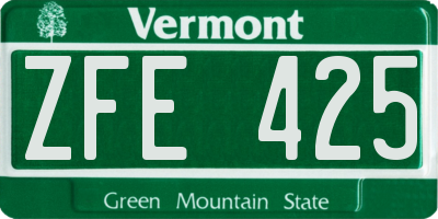 VT license plate ZFE425