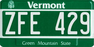 VT license plate ZFE429