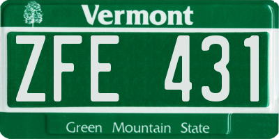 VT license plate ZFE431