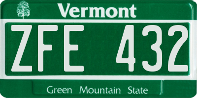 VT license plate ZFE432