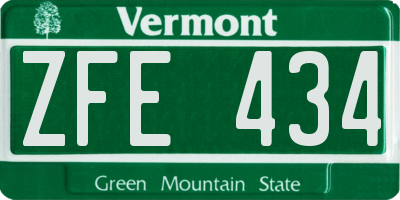 VT license plate ZFE434