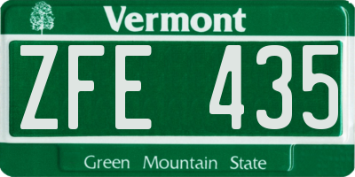 VT license plate ZFE435