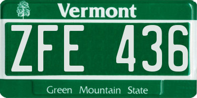 VT license plate ZFE436