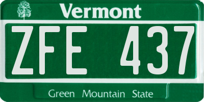 VT license plate ZFE437