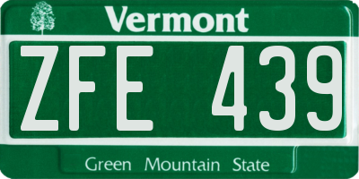 VT license plate ZFE439
