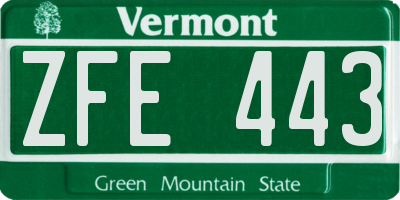 VT license plate ZFE443