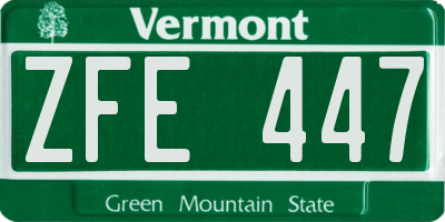 VT license plate ZFE447