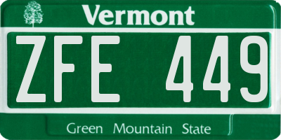 VT license plate ZFE449
