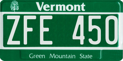 VT license plate ZFE450