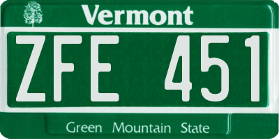 VT license plate ZFE451
