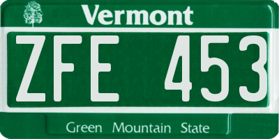 VT license plate ZFE453