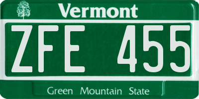VT license plate ZFE455