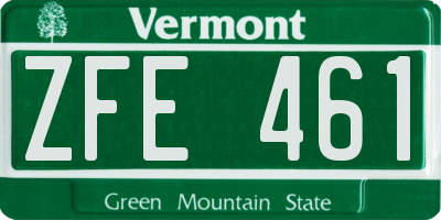 VT license plate ZFE461