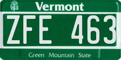 VT license plate ZFE463