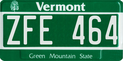 VT license plate ZFE464