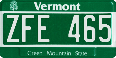 VT license plate ZFE465