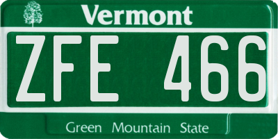 VT license plate ZFE466