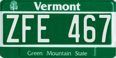 VT license plate ZFE467