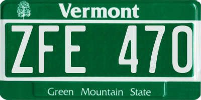 VT license plate ZFE470
