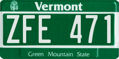 VT license plate ZFE471
