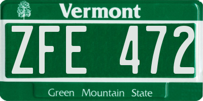 VT license plate ZFE472