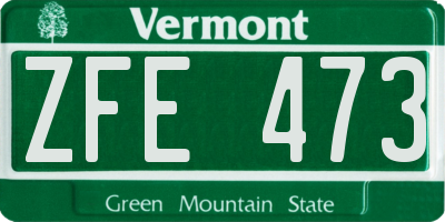 VT license plate ZFE473