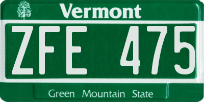 VT license plate ZFE475