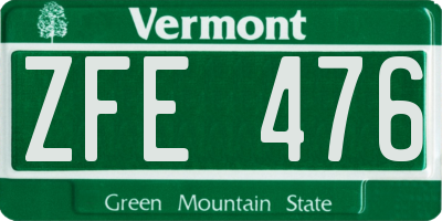 VT license plate ZFE476