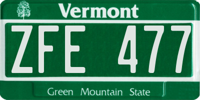 VT license plate ZFE477