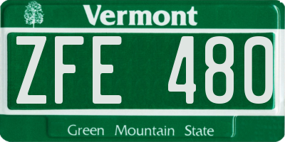 VT license plate ZFE480
