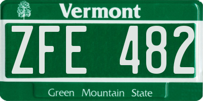 VT license plate ZFE482