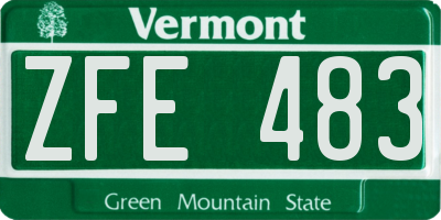 VT license plate ZFE483