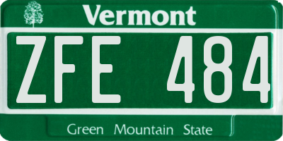 VT license plate ZFE484