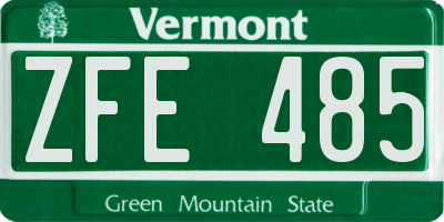 VT license plate ZFE485