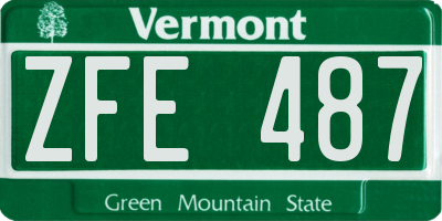 VT license plate ZFE487
