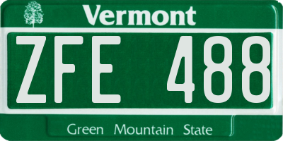 VT license plate ZFE488