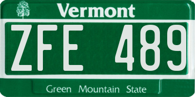 VT license plate ZFE489