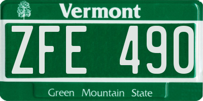 VT license plate ZFE490
