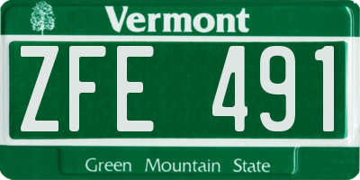 VT license plate ZFE491