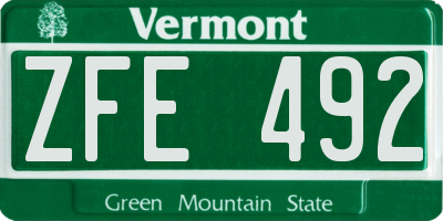 VT license plate ZFE492