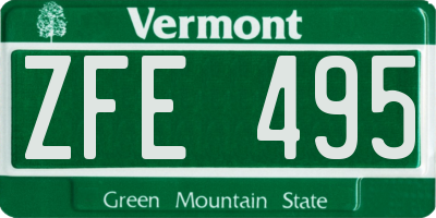 VT license plate ZFE495