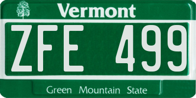 VT license plate ZFE499