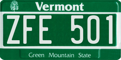 VT license plate ZFE501