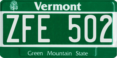 VT license plate ZFE502