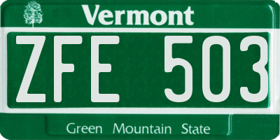 VT license plate ZFE503