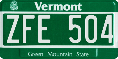 VT license plate ZFE504