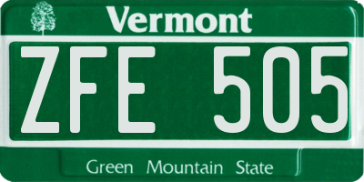 VT license plate ZFE505
