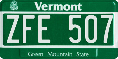 VT license plate ZFE507