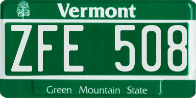 VT license plate ZFE508