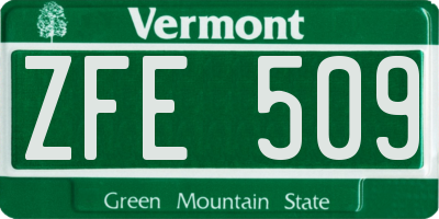 VT license plate ZFE509